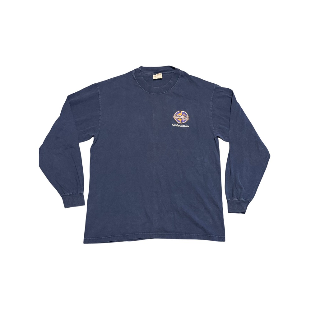 Vintage Hanes Beefy-T Contacto Deportivo Galavision Long Sleeve Shirt Navy L